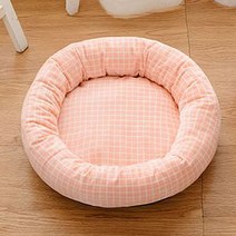 더플로우 강아지 귀엽고 보드라운 격자 체크 꿀잠 방석, 핑크