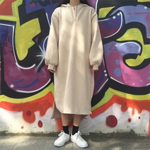 러블리 캐주얼 넥라인 겨울 후드 임산부 원피스