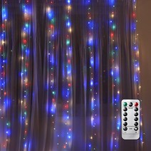 가온에이앤씨 LED 와이어 커튼조명 8모드 일반형 200구 2 x 2 m + usb전원 + 리모컨, 멀티컬러(F3)