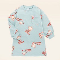 몰리멜리 여아용 레터걸즈 기모 원피스