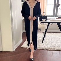 보리맘 와이 배색 롱 원피스 빅사이즈 임부복 a751