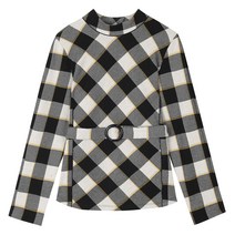 EnC 체크 벨티드 블라우스 ENBA04161W