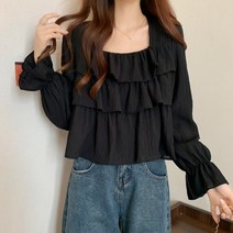 여성용 MA 러블리 프릴 블라우스