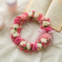 납골당리스 조화 동글카네이션 추모 꽃장식, 진핑크