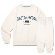 언탭트 남성용 빅사이즈 네온 더블라인 빅로고 맨투맨 + 조거팬츠 세트