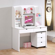 라온퍼니쳐 웰 서랍 책상 책장 세트 방문설치, 화이트