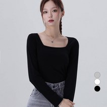어썸어라운드 여성용 기본템 스퀘어 긴팔 티셔츠