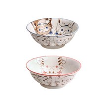 솜사탕고양이 라면 덮밥 면기 대 2종 세트, 블루,핑크, 1세트