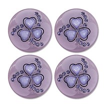 고급 큐빅 보석 단추 삼각하트 21mm, 퍼플, 4개