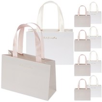 뭉구 선물용 리본 종이 쇼핑백 2종 x 5p 세트, IVORY, GRAY
