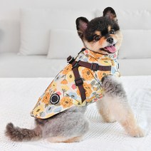 퍼피아 반려동물 리사 기모 조끼 하네스 패딩 VT1976, 브라운