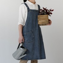 재니스토리 작업용 포켓 청 앞치마, 딥데님, 1개