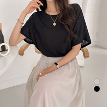 세컨그라운드 여성용 린넨 루즈핏 가오리 티셔츠