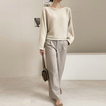 여성용 에이블 보트넥 울 니트