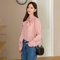 로미스토리 빅사이즈 리본 타이 스트랩 로맨틱 블라우스