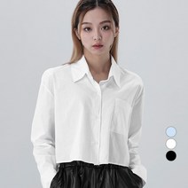 어썸어라운드 여성용 아웃포켓 크롭 긴팔 셔츠
