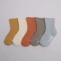 위삭스앤파파맘 아동용 우리섬유 D돌덴 미끄럼방지 중목 양말 5족 세트