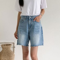 여성용 히든밴딩 4부 청반바지