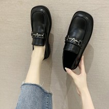 JHCompany 여성용 브이 라벨링 스퀘어 로퍼