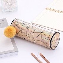 화려한 기하학 다이아몬드 홀로그램 원통형 파우치