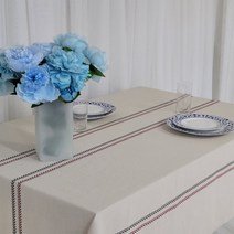 사각사각 린넨 직사각 투톤 2라인 식탁보, 진네이비 + 버건디, 180 x 140 cm