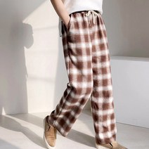 글렌 체크 포켓 울 와이드 팬츠