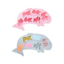 이홈베이킹 겁먹은고양이 실리콘틀 6구 2종 세트, 블루, 핑크, 1세트
