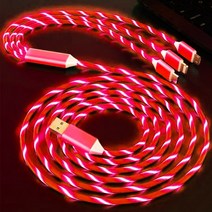 3 IN 1 LED 멀티 충전 케이블 1m, 1개, 레드
