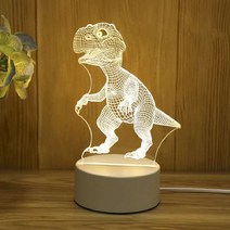 쿼르디 LED 아크릴 3D 무드등 USB 온오프 스위치 3컬러 공룡, 혼합색상