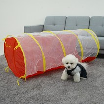 퍼피 강아지 펫 플레이 터널 140 x 55 cm, 레드, 1개