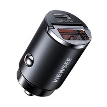 뷰씨 30W 듀얼포트 PPS PD 퀵차지 3.0 초미니 초고속 완전매립 차량용 충전기, 블랙, PD-PPS 30W