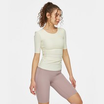 뮬라웨어 여성용 셔링 포인트 패드형 숏 슬리브 MWSCBR015