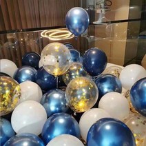 팡파티 파티풍선, 50개, 블루 앤 화이트