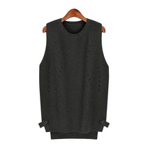 럽스 바일리 옆단추 골지 라운드넥 니트 조끼