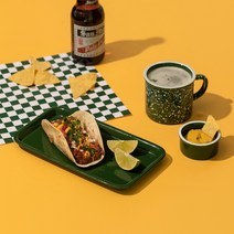 쓰임 어라운드 브런치 3종 세트, 딥그린, 직사각접시 +  머그 + 소스볼