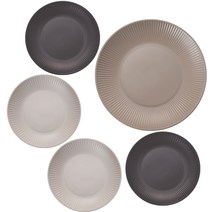 담음 온감 접시 5종세트, 샌드 브라운(메인접시), 코코넛 크림, 차콜 그레이(서브접시), 1세트, 23cm 접시 + 15cm 접시 4p