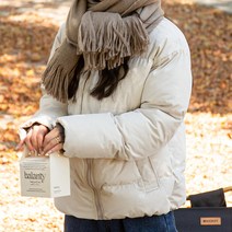 여성용 벳트문 배색 패딩 점퍼