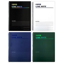 투코비 코마 스프링 라인노트 4종 세트 B5, 화이트, 블랙, 네이비, 딥그린, 1세트