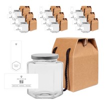 육각 꿀병 470ml + 캡 실버 + 심플 벌꿀 스티커 S + 봉인스티커 + 박스 세트, 10세트