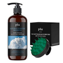 플루 네이처 앤 퍼퓸 샴푸 베이비파우더 + 플루 두피 마사지 브러쉬, 1000g, 1세트