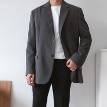 언탭트 남성용 사계절 오버핏 투버튼 싱글 캐주얼 정장자켓