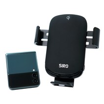 SIRO 15W 차량용 듀얼코일 무선충전 거치대 Z플립 지원 jpw-CW110, 블랙
