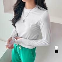 세컨그라운드 여성용 베이직 라운드 워머 긴팔 티셔츠