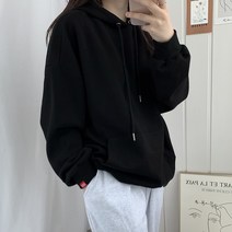 다꾸앙 여성용 오버핏 프렌드 무지 후드 티셔츠 D09DKA_YO3100