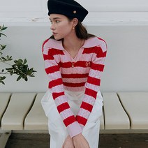 로라로라 여성용 COLLAR STRIPE BOARDER KNIT