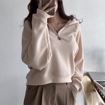 슈가펀 여성용 비니미 반집업 기모 니트 티