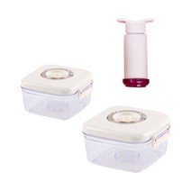 아띠홈 진공밀폐용기 세트, 1세트, 정사각 700ml + 1400ml + 펌프