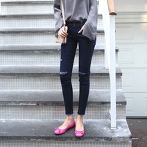 여성용 빼빼 데일리 디스트로이드 스키니
