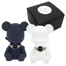 라띠크제이 엠블럼 베어 차량용 방향제 미니쿠퍼 블랙 + 화이트 + 리필 화이트머스크 5ml, 1세트