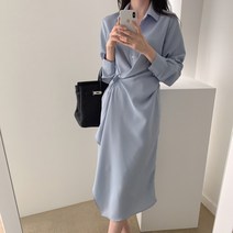 구디프 허리꼬임 포인트 롱 셔츠 원피스